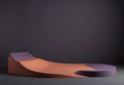 A gently curving ramp with smooth edges rising from the ground to a low raised platform.