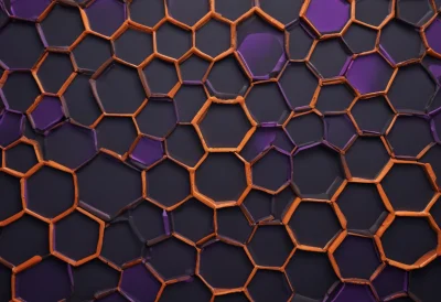 A matte-clay honeycomb slab of identical hexagonal cells