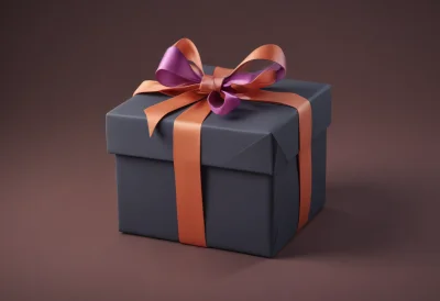 A wrapped gift box tied with a single ribbon bow