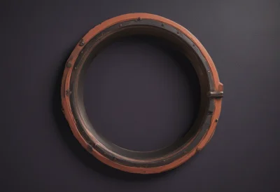 A round brass ship's porthole set into a plain wall