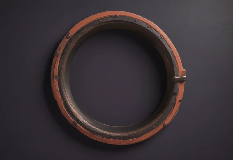 A round brass ship's porthole set into a plain wall