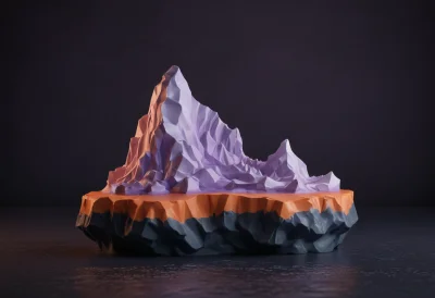 An iceberg with a small tip above the water and a large hidden mass below