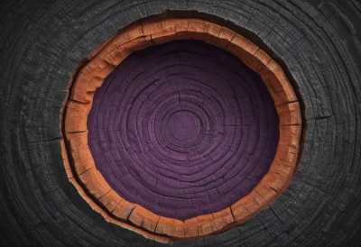 A tree-trunk cross-section showing concentric annual growth rings from the center outward