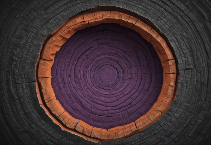 A tree-trunk cross-section showing concentric annual growth rings from the center outward